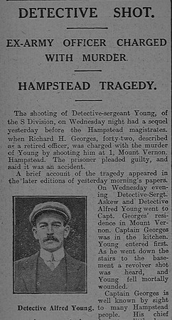 Young Alfred Detective Sergt Shot In Hampstead 1915 1 The Graphic 16th July 1915