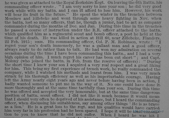 Brown J E G Lt 1st Royal West Kent Regiment Obituary Part 2 De Ruvignys Roll Of Honour Vol 1