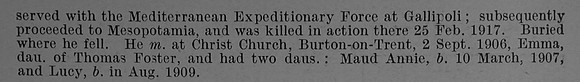 Smith J G LCpl 10018 7th North Staffs Regiment Obit Part 2 De Ruvignys Roll Of Honour Vol 4