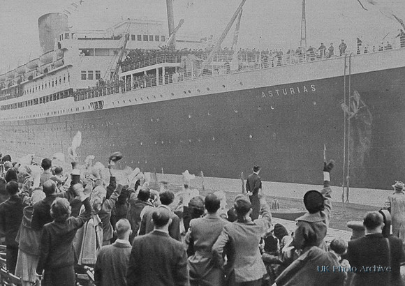 The Troop Ship Astuias Berths At Southampton With 530 Ex Prisoners From Korea 1953
