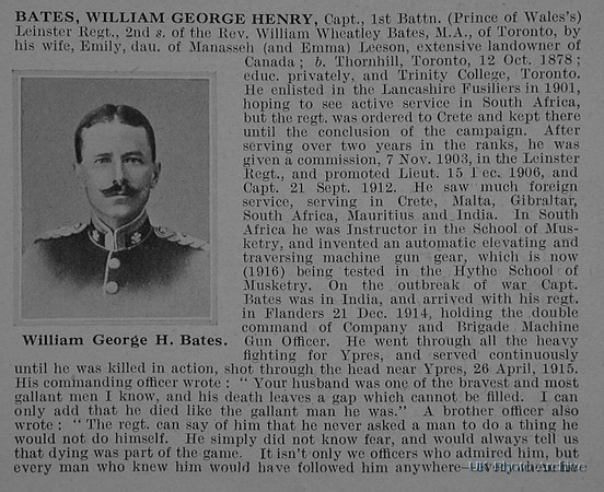 Bates W G H Captain 1st Leinster Regiment Obituary Part 1 De Ruvignys Roll Of Honour Vol 1