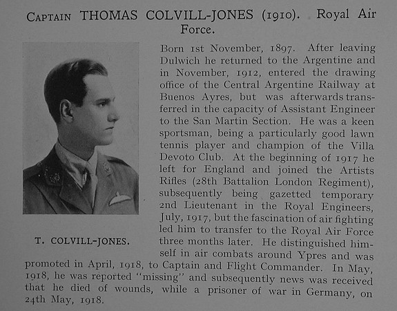 Colvill-Jones T Captain RAF Obit Dulwich College Roll Of Honour
