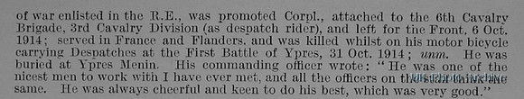 Cannon H S Cpl 28754 Royal Engineers Obituary Part 2 De Ruvignys Roll Of Honour Vol 1