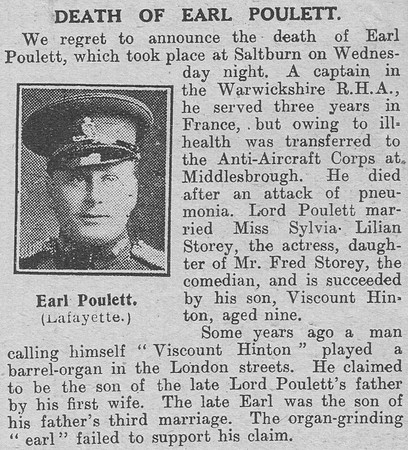 Poulett W J L Captain Earl Royal Horse Artillery The Graphic 12th July 1918