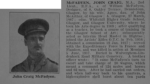 McFadyen J C 2nd Lt Royal Field Artillery Obit Part 1 De Ruvignys Roll Of Honour Vol 3