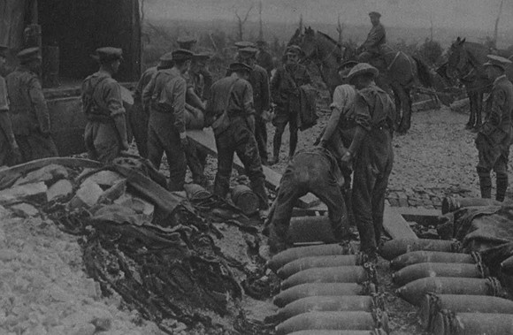 Canadian Soldiers Unloading Shells Western Front 1916