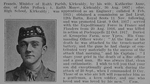 Francis W P Lt 12th Royal Scots Obit Part 2 De Ruvignys Roll Of Honour Vol 3