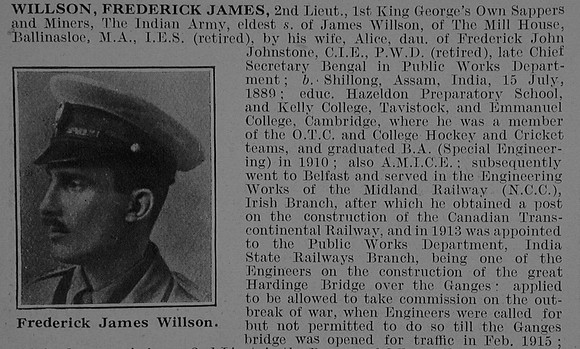 Willson F J 2nd Lt Indian Army Obit Part 1 De Ruvignys Roll Of Honour Vol 3