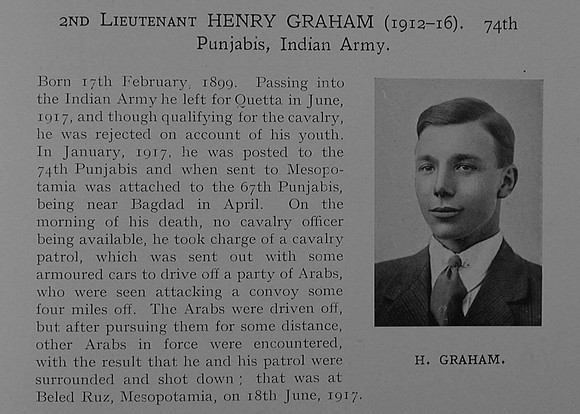 Graham H 2nd Lt Indian Army Obit Dulwich College Roll Of Honour