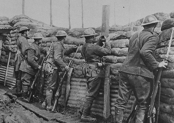 Canadian Infantry In The Trenches Ready To Repel An Attack