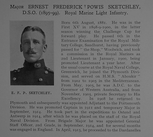 Sketchley E F P Major DSO Royal Marine Light Infantry Obit Dulwich College Roll Of Honour