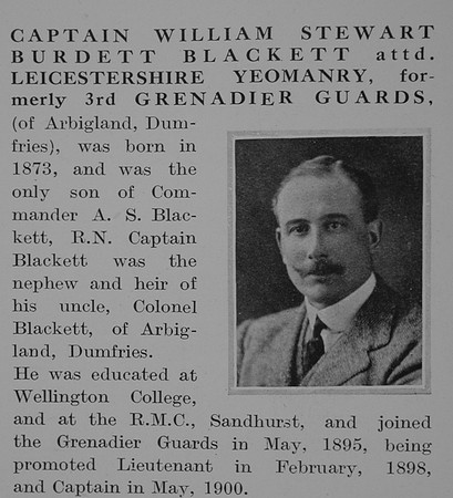 Blackett W S B Captain Grenadier Guards Attd Leicestershire Yeomanry Obit Part 1 The Bond Of Sacrifice Vol 1