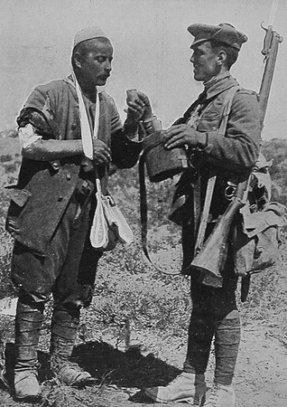 A WoundedTurkish Infantryman Having A Drink Of Water
