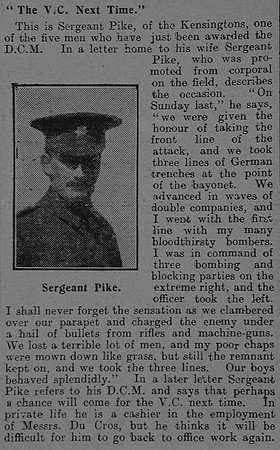 Pike P R Sergt 1498 DCM 13th London Regiment The Graphic 15th July 1915