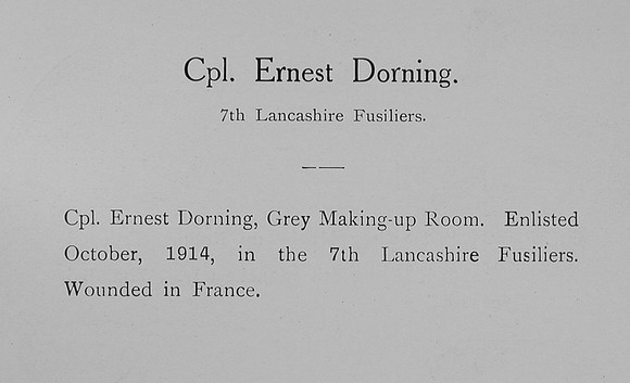 Dorning E Cpl 7th Lancashire Fusiliers Record William Graham Co Roll Of Honour