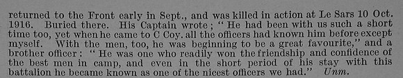 Turnbull T R 2nd Lt 11th attd 9th Black Watch Obit Part 2 De Ruvignys Roll Of Honour Vol 4