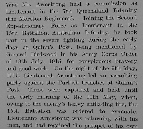 Armstrong F L Lt 15th Australian Infantry Obit Part 4 The Bond Of Sacrifice Vol 2