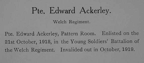 Ackerley E Pte Welsh Regiment Record William Graham Company