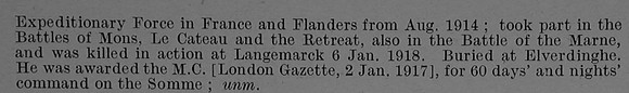 Lutyens L G Major MC Royal Field Artillery Obit Part 2 De Ruvignys Roll Of Honour Vol 4
