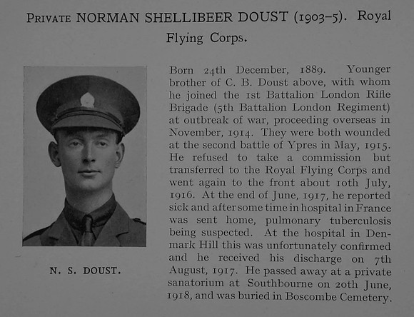Doust N S Pte Royal Flying Corps Obit Dulwich College Roll Of Honour
