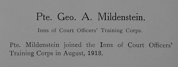 Mildenstein G A Pte Inns Of Court Officer Training Corps Record William Graham Company