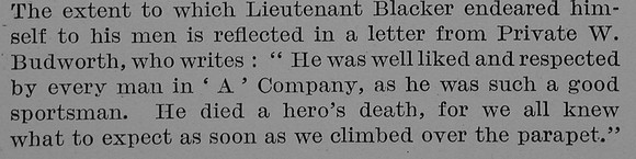 Blacker G F 2nd Lt 2nd Northamptonshire Regiment Obit Part 6 Bond Of Sacrifice Vol 2