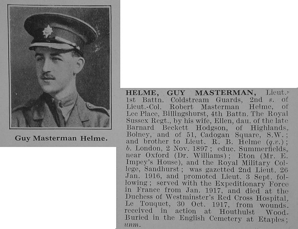Helme G M Lt 1st Coldstream Guards Obit De Ruvignys Roll Of Honour Vol 3