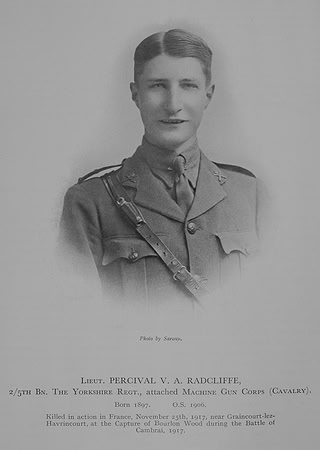 Radcliffe P V A Lt 5th Yorkshire Regiment Attd Cavalry Machine Gun Corps
