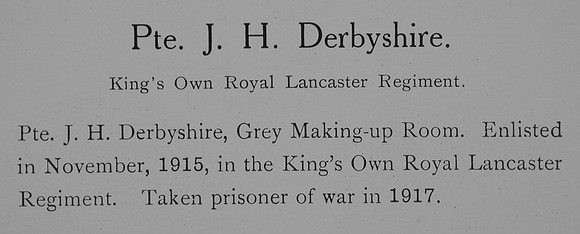 Derbyshire J H Pte Kings Own Record William Graham Company