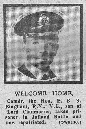 Bingham E B S Comm The Hon VC Royal Navy The Graphic 26th Oct 1918