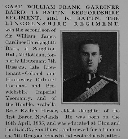 Baird W F G Captain 4th Bedfordshire Regiment Obit Part 1 The Bond Of Sacrifice Vol 1