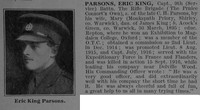 Parsons E K Captain 9th Rifle Brigade Obit De Ruvignys Roll Of Honour Vol 3