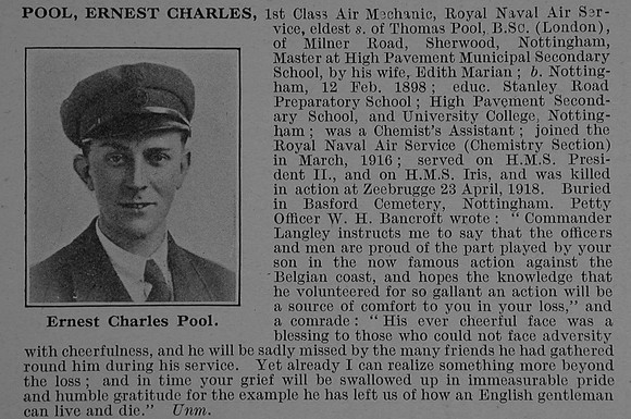 Pool E C Air Mech 1st Class Royal Naval Air Service Obit De Ruvignys Roll Of Honour Vol 4