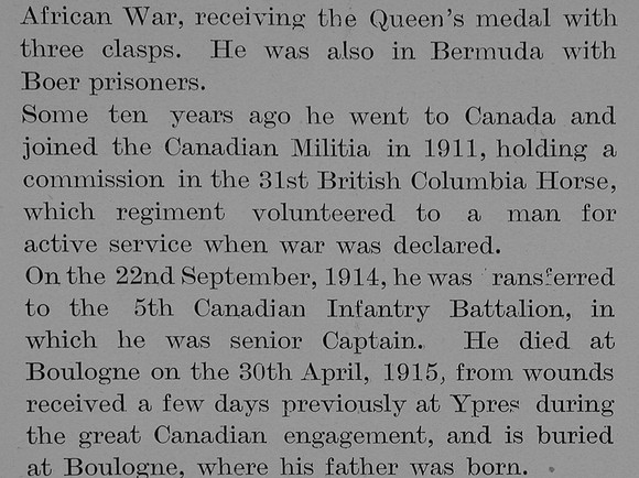 Allen R A S Captain 5th Canadian Infantry Obit Part 3 The Bond Of Sacrifice Vol 2