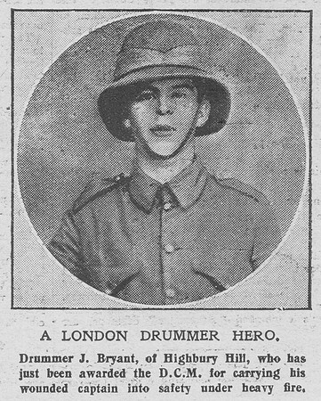 Bryant J T Drummer DCM 1st London Regiment The Graphic 26th July 1916