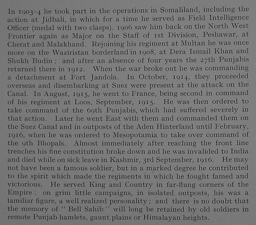 Bell G H Lt Col Indian Army Obit Part 2 Dulwich College Roll Of Honour