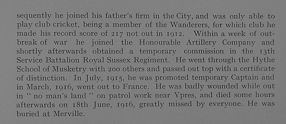 Gillespie F S Captain 13th Royal Sussex Regiment Obit Part 2 Dulwich College Roll Of Honour