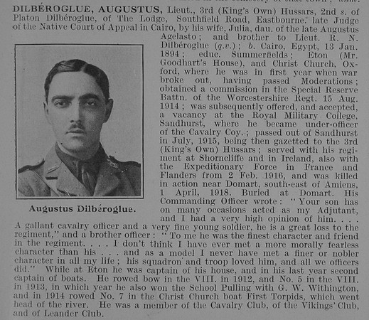 Dilberoglue A Lt 3rd Hussars Obit De Ruvignys Roll Of Honour Vol 3