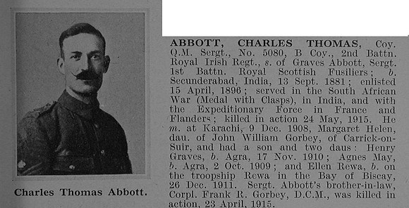 Abbott C T Coy Qtr Mst Sergt 5080 2nd Royal Irish Regiment Obit De Ruvignys Roll Of Honour Vol 1