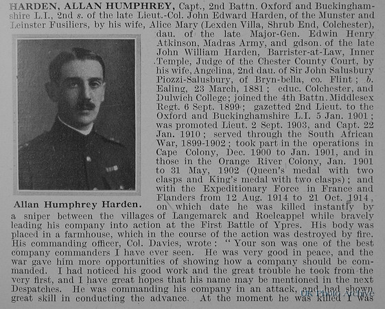 Harden A H Captain 2nd Oxford And Bucks Light Infantry Obit Part 1