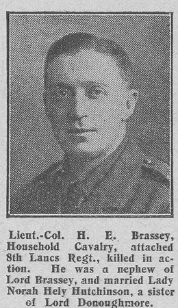 Brassey H E Lt Col Household Cavalry 27th July 1916