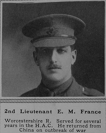 France E M 2nd Lt 10th Worcestershire Regiment The Sphere 4th Nov 1916