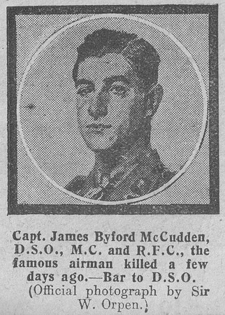 McCudden J B Captain DSO+Bar MC RFC Royal Flying Corps The Graphic 19th July 1918