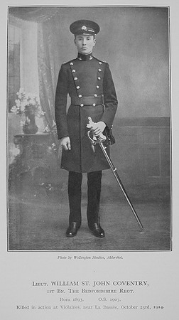 Coventry W St J Lt 1st Bedfordshire Regiment