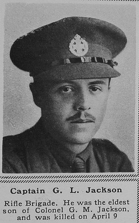 Jackson G L Captain 1st Rifle Brigade The Sphere 9th June 1917
