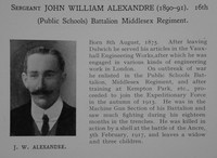 Alexandre J W Sergt 16th Middlesex Regiment Obit Dulwich College Roll Of Honour