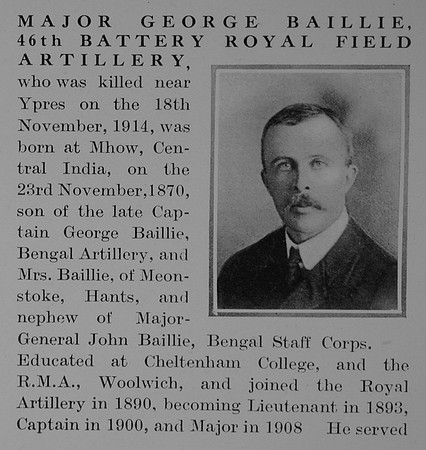 Baillie G Major Royal Field Artillery Obit Part 1 The Bond Of Sacrifice Vol 1
