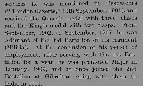 Bell F de B Major 2nd Norfolk Regiment Obit Part 3 The Bond Of Sacriice Vol 2 1