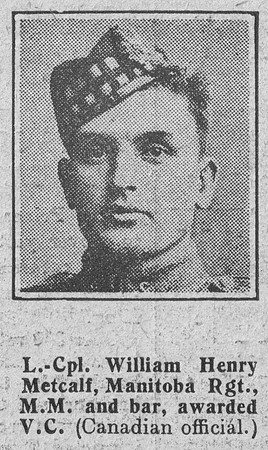 Metcalf W H LCpl VC 16th Canadian Infantry The Graphic 18th Nov 1918