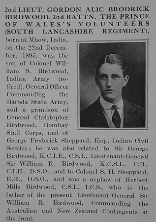 Birdwood G A B 2nd Lt 2nd South Lancs Regiment Obit Part 1 The Bond Of Sacrifice Vol 1